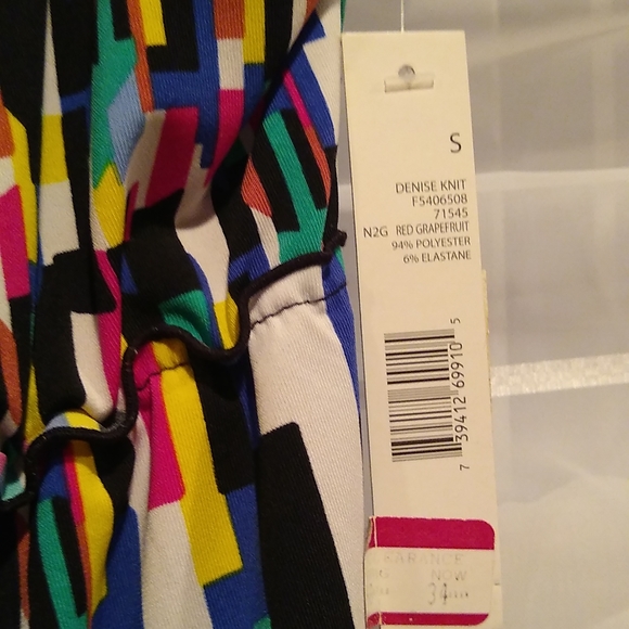 Tahari multicolored empire stretch top, s, nwt - Picture 5 of 7